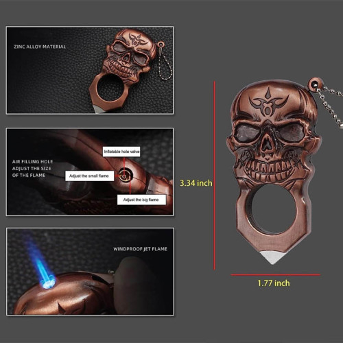 Butane Torch, Creative, Refillable Adjustable Soft Flame, Cool, Desktop Portable, Skull Lighters, Men Gift