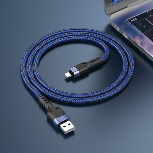 USB to Lightning ,U110, charging data cable, 1.2m, aluminum alloy connectors, current up to 2.4A.