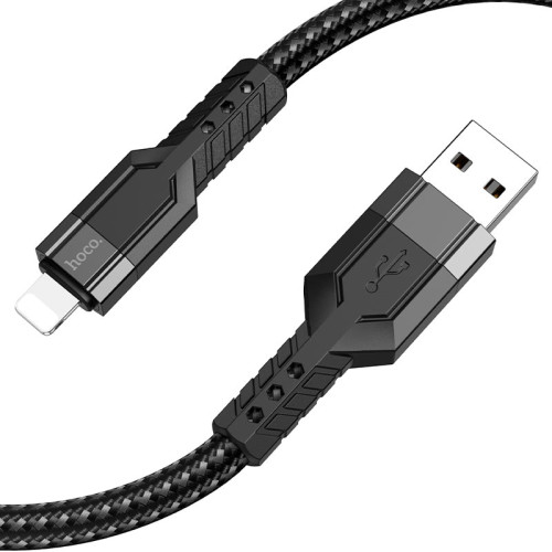 USB to Lightning ,U110, charging data cable, 1.2m, aluminum alloy connectors, current up to 2.4A.