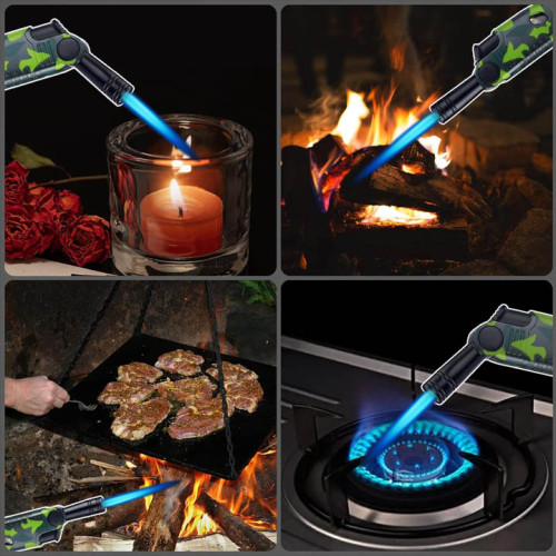 Torch, Jet Flame Butane ,Flame-Spout Rotatable Outdoor Windproof Lighters & Adjustable Refillable Gas Lighters for Candle, Grill, Fireworks, Camping, BBQ(Butane Not Included)