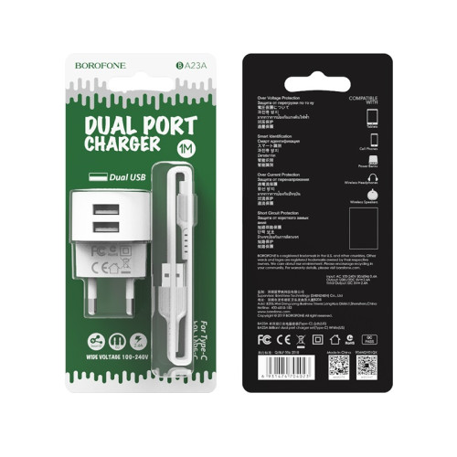 Borofone Wall charger BA23A Brilliant EU set with cable