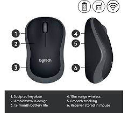 Logitech M180 Wireless Mouse, 2.4GHz with USB Mini Receiver, 1000 DPI Optical Tracking, Ambidextrous PC/Mac/Laptop