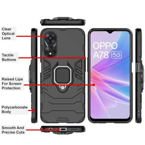 Oppo A78 5G Armor Integration Camera protection, Support Magnetic Car Mounts, Stylish Dual Layer Hard PC Back Cover