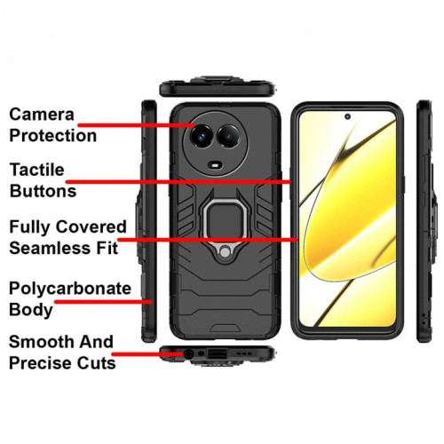 Realme 11X Armor Integration Camera protection, Support Magnetic Car Mounts, Stylish Dual Layer Hard PC Back Cover