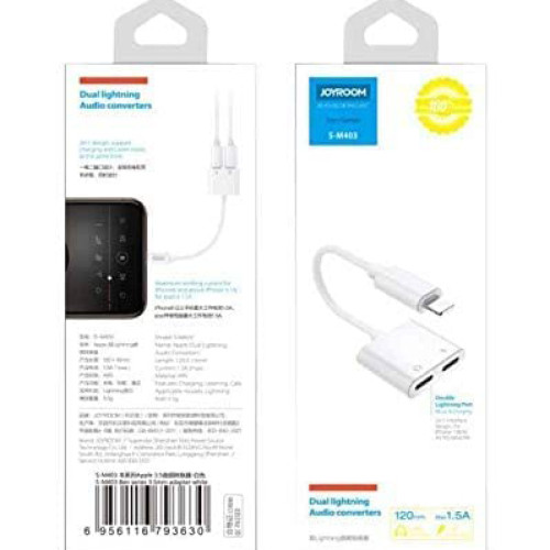 Joyroom S-Y104 Ben Series Lightning Audio and Charging Cable - White