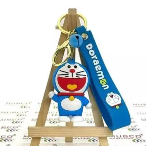 Cute Doraemon Cartoon Keyring Action Character 3D Rubber Silicone Keychain For Car & Bike Gifting With Key Ring Anti-Rust