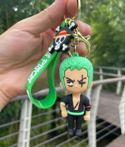 3D Anime One Piece Roronoa Zoro Keychain with Charm and Hook