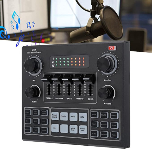 Live Sound Card Audio Interface Adjustable Audio Mixer for Live Podcast Recording