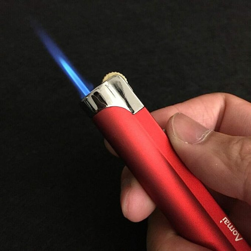 Slim Design  Metal Jet Torch Flame  Grinding Flint Butane Gas Windproof  Lighter