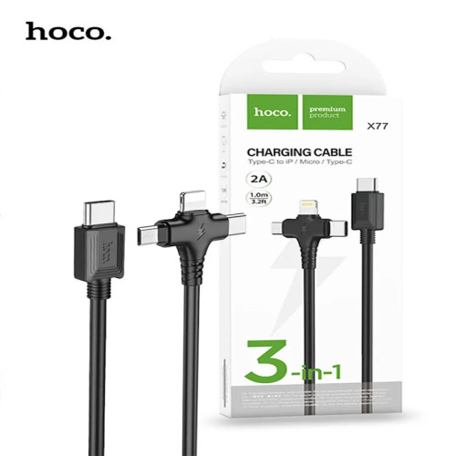 Hoco X77 3 in 1 USB-C to Lightning, USB-C, Micro-USB Charging Cable iPhone / Samsung / Andriod 1M